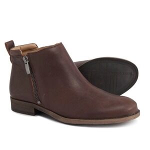 FRANCO SARTO Brown Leather Boot Keegan Short Bootie Zip Ankle Toe Women's 10